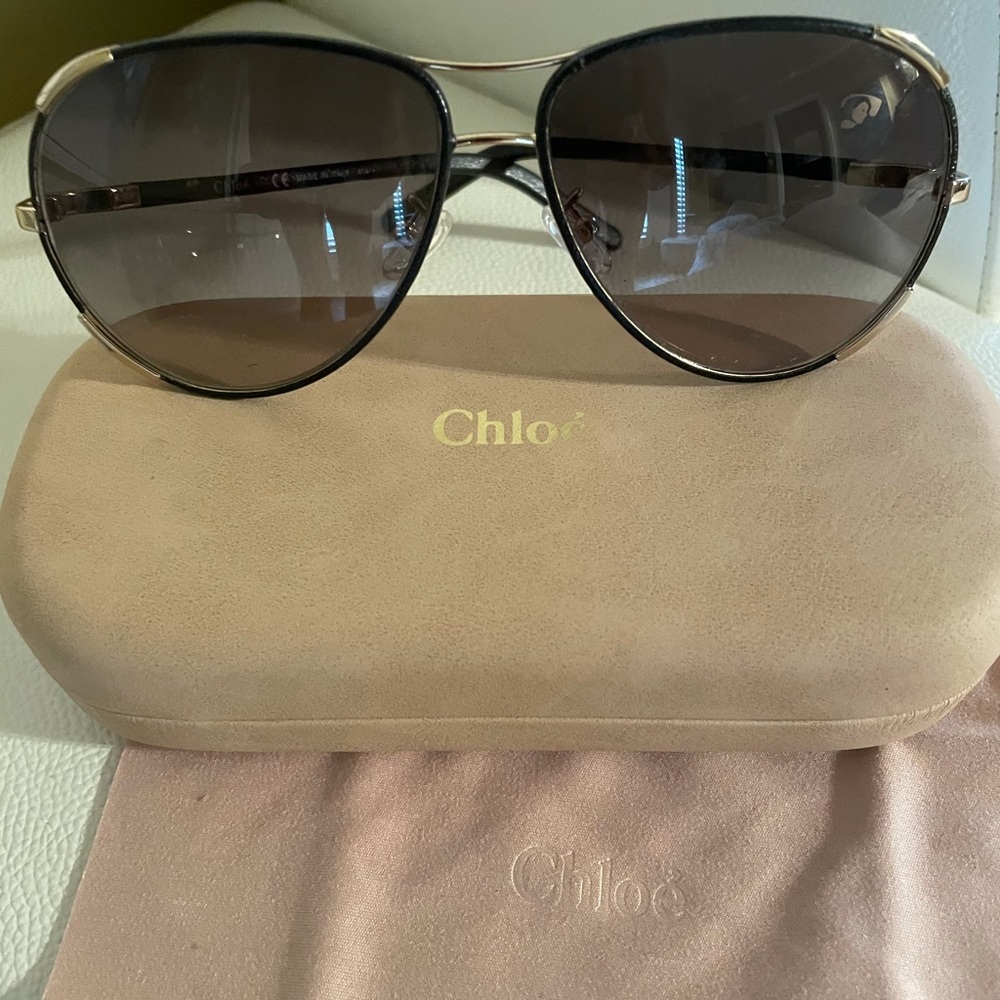Chloe aviator sunglasses leather detail